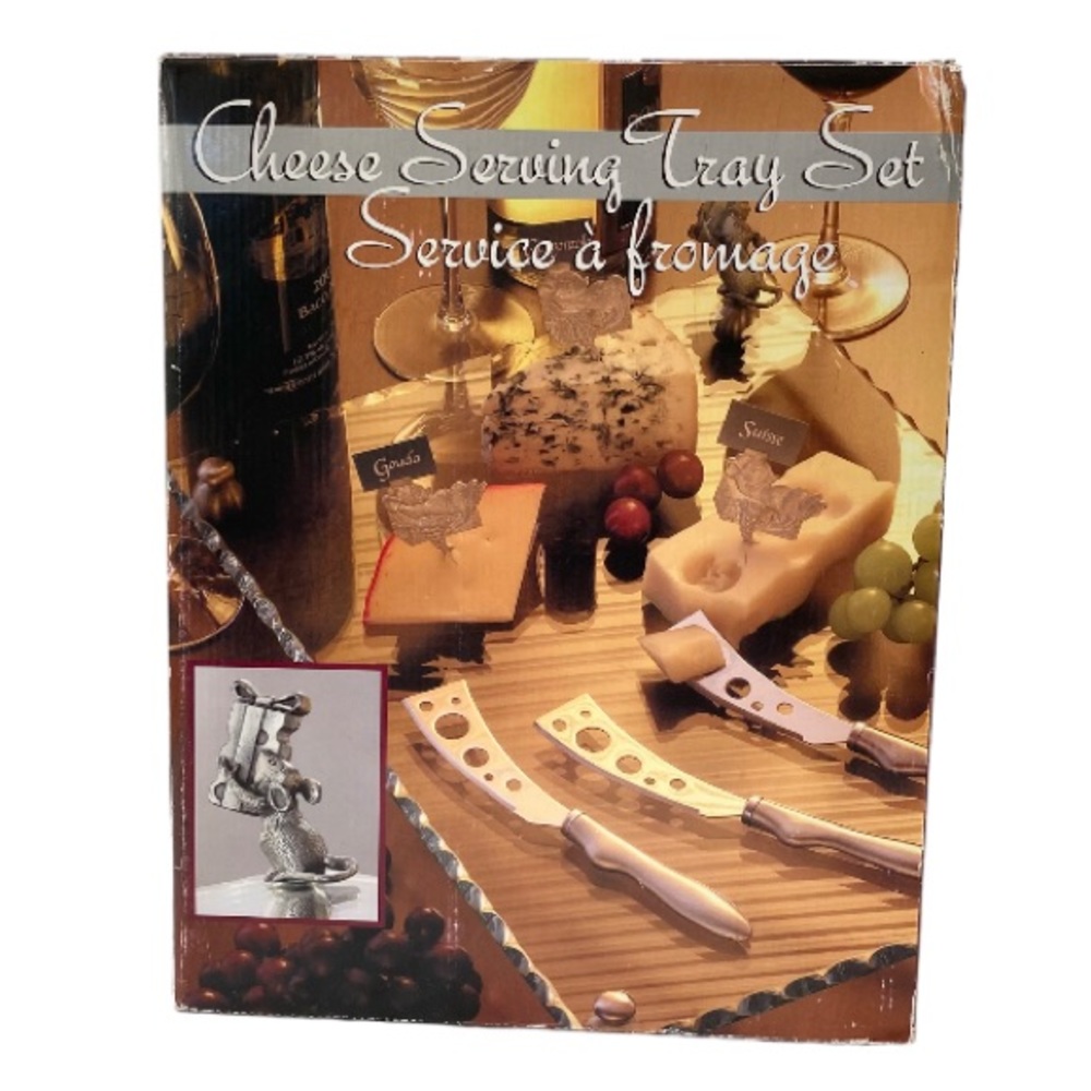 NWT Cheese Glass Serving Tray Set With Mouse Figure’s